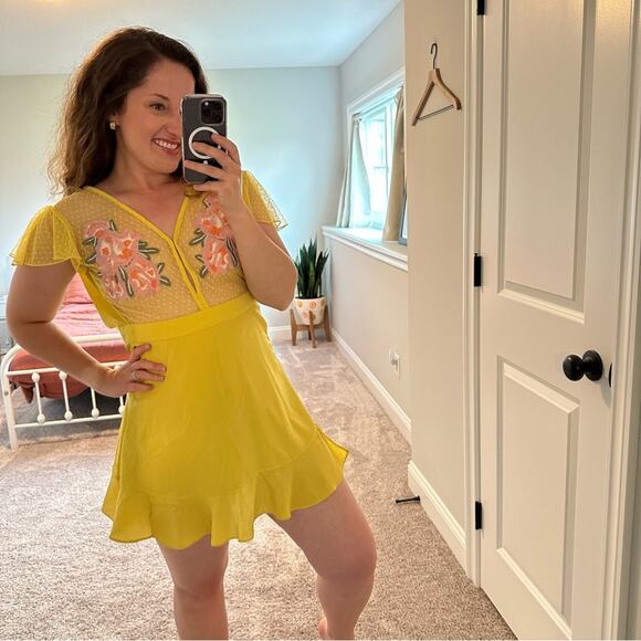 Cleobella x Rocky Barnes Yellow Floral Mini Dress XS - Picture 2 of 12